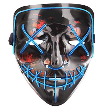 Tcamp Halloween Scary Mask LED Cosplay Costume Mask El Wire Light Up Mask for Halloween Festival Party