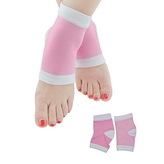 Povihome Moisturizing Gel Heel Socks (Pink), Best Spa Soften Your Feet Deeply Hydrate Skin (1 pair)