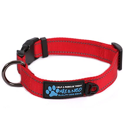 Max and Neo™ NEO Nylon Buckle Reflective Dog Collar - We Donate a Collar to a Dog Rescue for Every Collar Sold