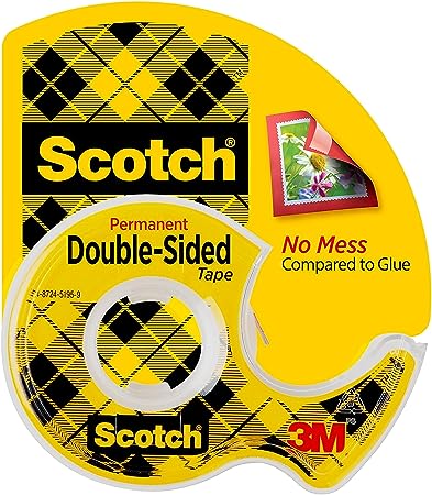 Scotch Double Sided Tape, Permanent, 19 mm x 7.62 m, 1 Dispenser/Pack (237)