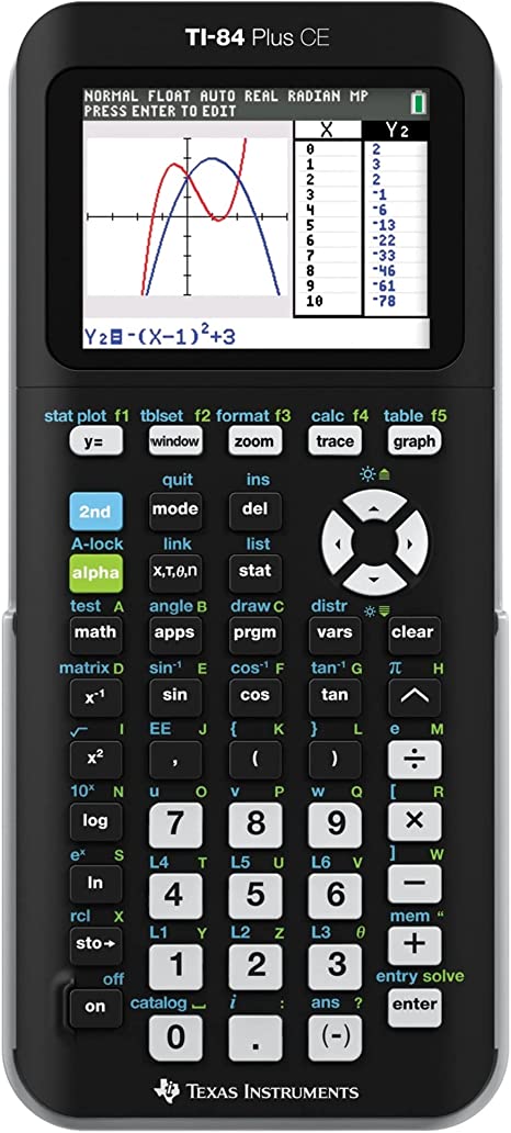 Texas Instruments® TI-84 Plus CE Color Graphing Calculator, Black/White