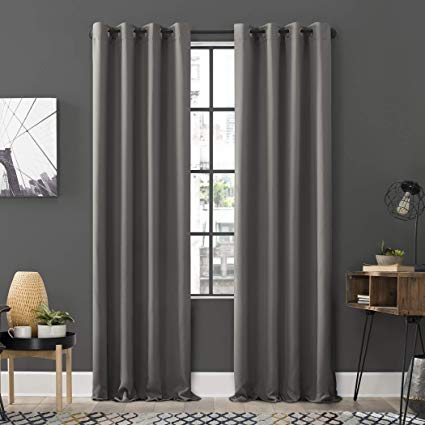Sun Zero Soho 2-Pack Energy Efficient Blackout Grommet Curtain Panel Pair, 54" x 96", Gray