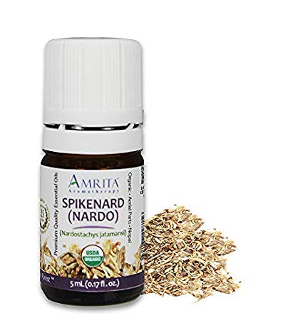 AMRITA Aromatherapy: Organic Spikenard Nardo Essential Oil - Nardostachys jatamansi - 100% Pure Undiluted & Therapeutic Grade, Premium Quality Aromatherapy oils, Tested & Verified - 5ML