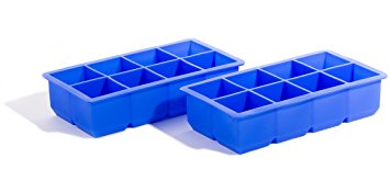 Select Culinary Silicone Ice Cube Tray - Large Slow Melting Ice Cubes - Set of 2 Trays (Blue) - SC-SICTB