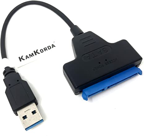KamKorda USB 3.0 to SATA Adapter Cable for 2.5" SSD/HDD Drives - SATA to USB 3.0 External Converter and Cable, USB 3.0 - SATA III converter (SATA-USB 3.0 converter cable)