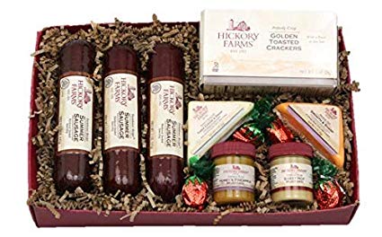 Hickory Farms Holiday Gift Set Ultimate Celebration Bonus Pack with Summer Sausage Meat, Extra Mustard, Cheese, and Crackers