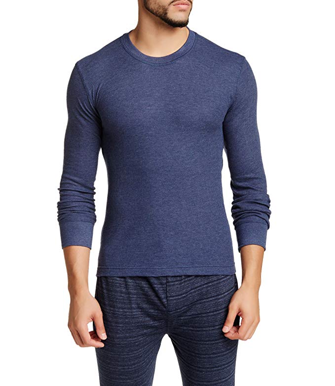 Bottoms Out Men's Long Sleeve Crew Neck Thermal Shirt Waffle Knit