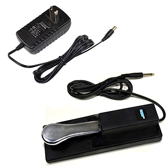 HQRP AC Adapter & Sustain Pedal for Casio CTK-541 CTK-551 CTK-574 CTK-601 CTK-611 CTK-620L LK-300TV LK-90TV LK-94TV CTK-491 CTK-496 CTK-571 CTK-573 CTK-591 CTK-593 CTK-671 CTK-691 Keyboards