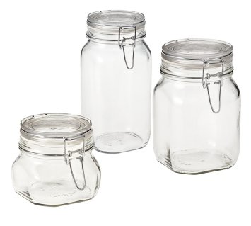 Bormioli Rocco/Paksh Novelty Fido High Quality Airtight Glass Canister /Jar With Lid- Set of 3