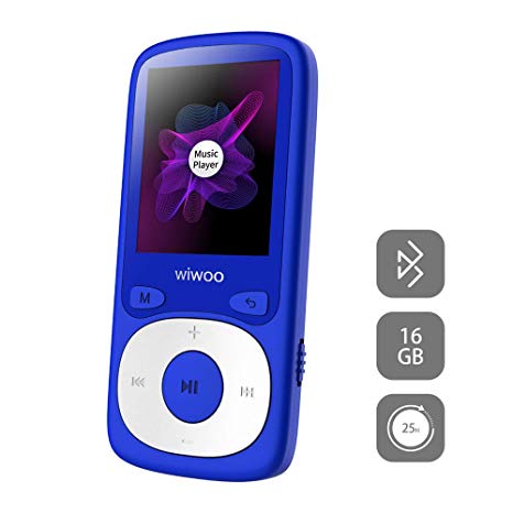 MP3 Player with Bluetooth 16GB Digital Media Music Players 1.8'' Portable Lossless Soud Audio MP3 Players Music Players with Armband FM Radio Voice Recorder Extendible Storage Up to 128GB