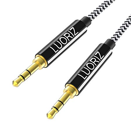 Aux Cable Audio Auxiliary Cable 3.5mm, LUORIZ Nylon Braided Aux Lead Jack to Jack 1.2M Stereo Cord Male to Male for Headphones, HIFI, MP3 Players, Android, iPhone, iPad, iPod and More