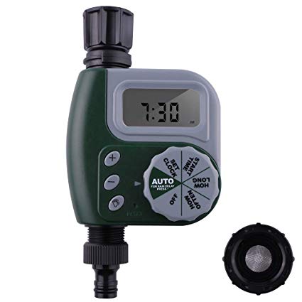 SIMENMAX Single Outlet Hose Faucet Timer Outdoor Waterproof Digital Programmable Automatic Timer with Rain Delay and Manual Control for Garden Irrigation