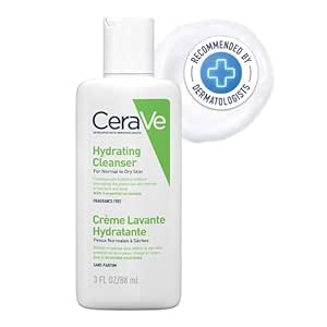 CeraVe Hydrating Cleanser For Normal To Dry Skin (88ml) - Non-Foaming Face Wash with Hyaluronic Acid And Ceramides | Non-Comedogenic, Non-Irritating And Fragrance-Free Cleanser