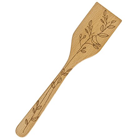 Talisman Designs Beechwood Turner Spatula, Nature Design, Laser Etched Art, 12-inches Long