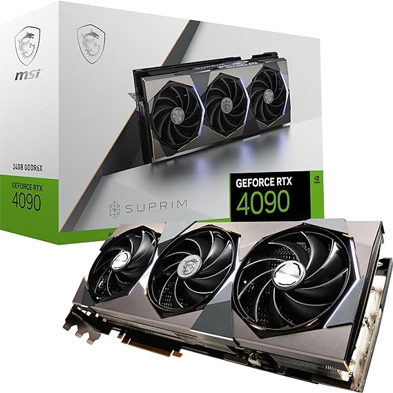 MSI GeForce RTX 4090 SUPRIM X 24G Gaming Graphics Card - 24GB GDDR6X, 2625 MHz, PCI Express Gen 4, 384-bit, 3X DP v 1.4a, HDMI 2.1a (Supports 4K & 8K HDR)