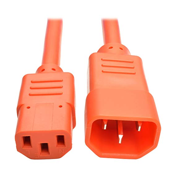 Tripp Lite 6 ft. Heavy Duty Power Extension Cord, C14 to C13, 15A, 14 AWG, Orange (P005-006-AOR)