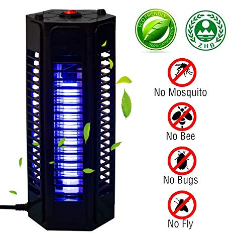 PrettyQueen Indoor Outdoor Mosquito Trap Bug Zapper Electronic Mosquito Killer Lamp Pest Bug Killer Trap Night Light UV LED Insect Fly Killer for Home Garden Camping Travel Black