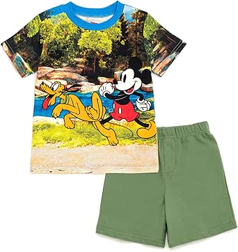 Disney Mickey Mouse July 4th T-Shirt and Shorts Outfit Set Infant to Big Kid Sizes (12 Months - 10-12)