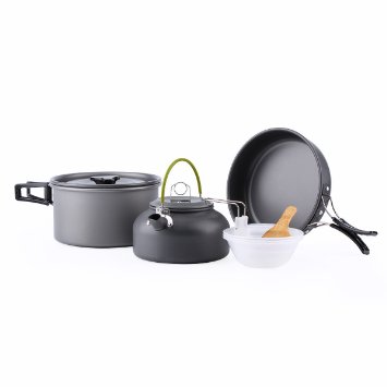 OUTAD New Outdoor Camping Hiking Cookware Backpacking Cooking Picnic Bowl Pot Pan Set