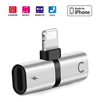 Earphone Adapter for iPhone Dongle Xs/Xs Max/XR/ 8/8 Plus / 7/7 Plus Headphone Splitter Car Chargers AUX Audio Compatible for [Music Charging Call Wire Control] Connector Support iOS 12 or Later