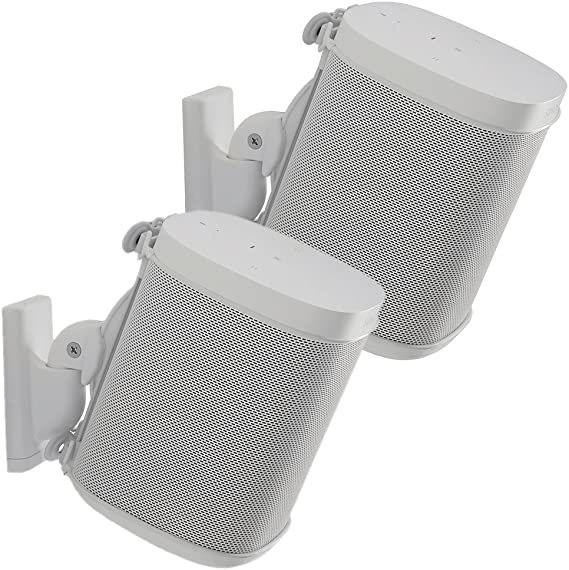 Sanus Adjustable Speaker Wall Mounts Designed For SONOS ONE, PLAY:1 & PLAY:3 - Pair (White)