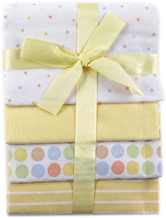 Luvable Friends 4-Pack Flannel Receiving Blankets, Yellow