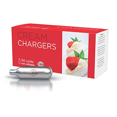 ICO Impeccable Culinary Objects 50 Piece N2O Cream Chargers, 8g, Silver