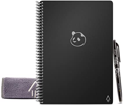 Rocketbook Panda Planner - Reusable Academic Daily Planner with 1 Pilot Frixion Pen & 1 Microfiber Cloth Included - Black Cover, Executive Size (6" x 8.8")