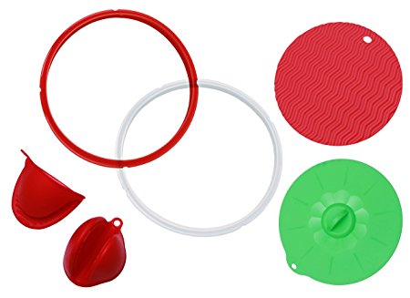 Instant Pot Accessories [6 Pack] - Silicone Sealing Ring, Pot Holder, Sealing Lid, Mini Mitts, for IP-DUO60, IP-DUO50, Smart-60, IP-LUX60, IP-LUX50, IP-CSG60 and IP-CSG50