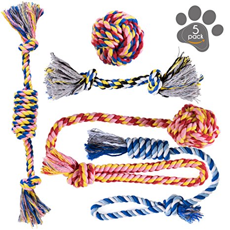 Dog Chew Toys - Puppy Teething Toys - Dog Toy Set - Rope Dog Toy - Medium and Small Dog Chew Toys - Chew Toys for Dogs - Dog Toy Pack - Washable Cotton Rope for Dogs