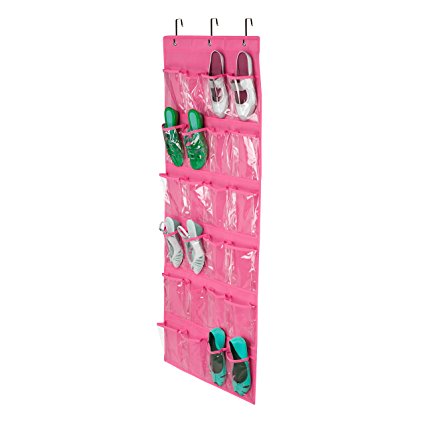 Honey-Can-Do 24-Pocket Non-Woven Over The Door Shoe Organizer, Pink