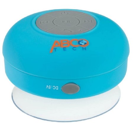 Abco Tech Water Resistant Wireless Bluetooth Shower Speaker with Suction Cup and Hands-Free Speakerphone Aqua