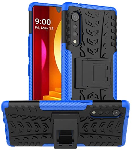 LG Velvet Case, LG Velvet 5G Case, Yiakeng Shockproof Slim Protective with Kickstand Hard Phone Cover for LG Velvet 5G (Blue)