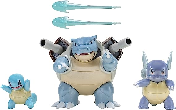 Pokemon Select Evolution 3 Pack - Features 2-Inch Squirtle, 3-Inch Wartortle & 4.5-Inch Blastoise Battle Figures - Authentic Details