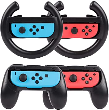 Steering Wheel Grip for Nintendo Switch Accessories- Gifts for Men Gadgets Accessories for Switch Mario Kart Racing Game, Racing Wheel 4 Packs Lightweight Gadgets with Comfort Handle for Family Party