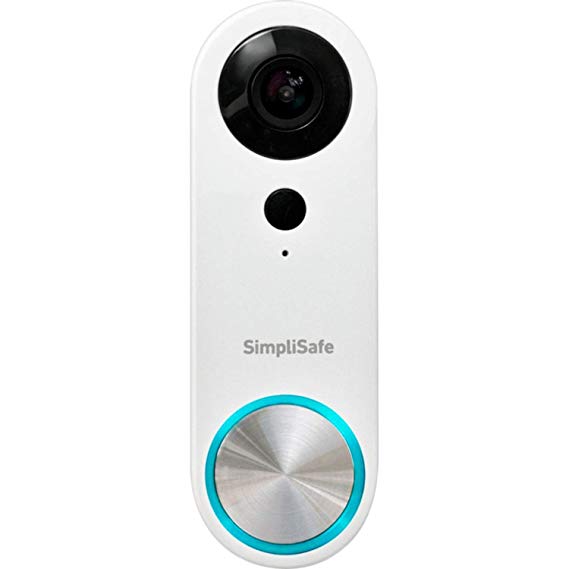 SimpliSafe Pro Smart Home Security Wi-Fi Video Doorbell Wired Camera, White