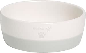 Pearhead Paws Off Ceramic Cat Bowl, Holds 1.3 Cups, Small Food and Water Bowl for Cats, Pet Dish, Microwave and Dishwasher Safe