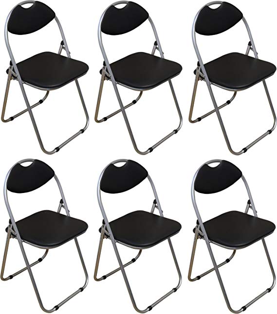Harbour Housewares Black Padded, Folding, Desk Chair - Pack of 6