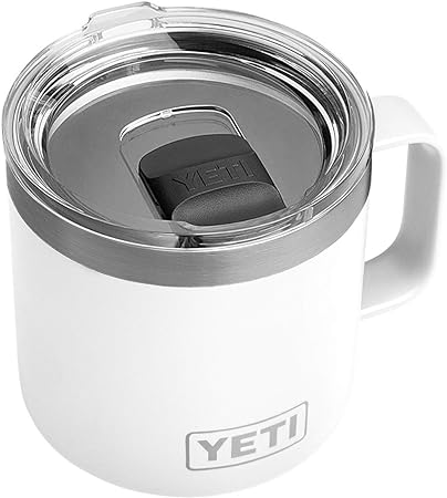 YETI Rambler 14 oz Mug, Vacuum Insulated, Stainless Steel with MagSlider Lid, White