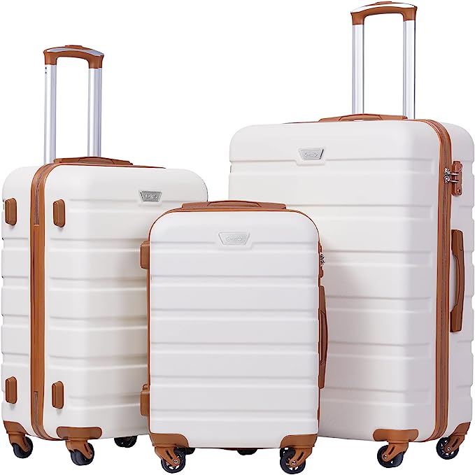 Coolife Luggage 3 Piece Set Suitcase Spinner Hardshell Lightweight TSA Lock 4 Piece Set