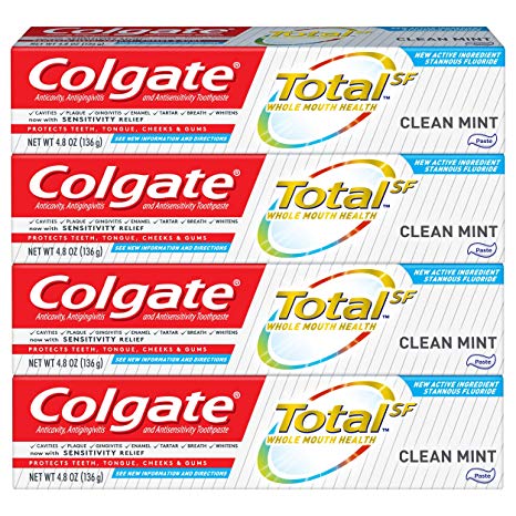 Colgate Total Toothpaste, Clean Mint - 4.8 ounce (4 Pack)