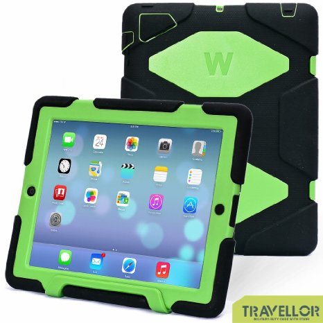 Ipad 2/3/4 Case, Kidspr Ipad Case *New* *Hot* Super Protect [Shockproof] [Rainproof] [Sandproof] with Built-in Screen Protector for Apple Ipad 2/3/4 (Black/Green)