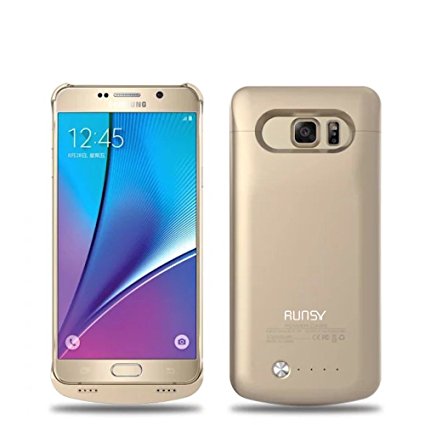 RUNSY Galaxy Note 5 Battery Case, 4200mAh Rechargeable Extended Battery Charging Case for Samsung Galaxy Note 5, External Battery Charger Case, Backup Power Bank Case (Gold)