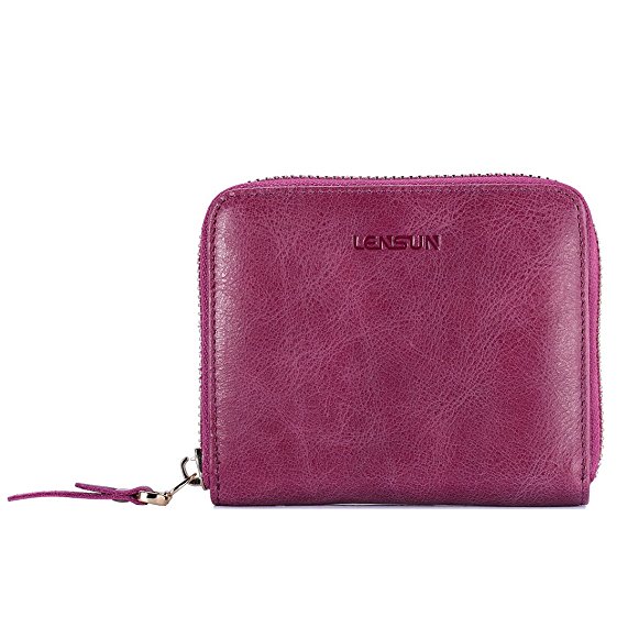 Women's Purse, Lensun Small Zip around Coin Leather Purse Wallet for Women, Gift Boxed