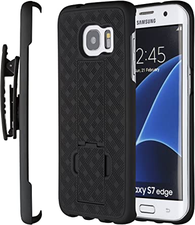 Galaxy S7 Edge Case, Moona Shell Holster Combo Case for Samsung Galaxy S7 Edge with Kickstand & Belt Clip 3 Year Warranty! Galaxy S7 Edge Belt Clip Case, Galaxy S7 Edge Holster Thin Case