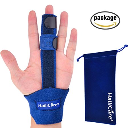 HailiCare Finger Extension Splint for Trigger Finger, Mallet Finger, Finger Knuckle Immobilization, Finger Fractures, Post-operative Care and Pain Relief- Malleable Metallic Hand Splint Finger Support