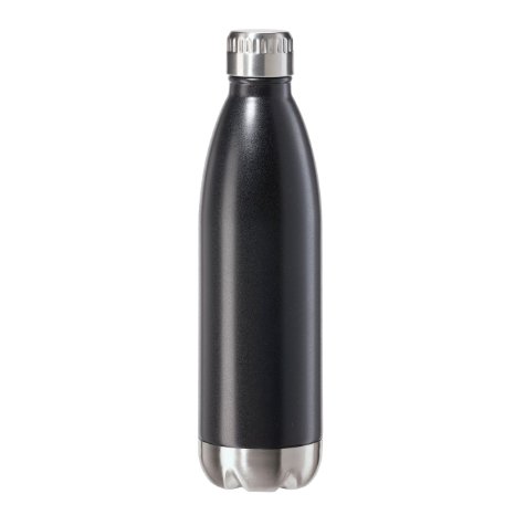 Oggi 8082.3 Stainless Steel Calypso Double Wall Sports Bottle with Screw Top (0.75 Liter, 25oz )-Black Matte Finish