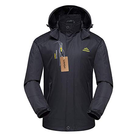Lixada Waterproof Jacket Windproof Ski Jacket Outdoor Hiking Traveling Cycling Sports Detachable Hooded Raincoats for Men/Women