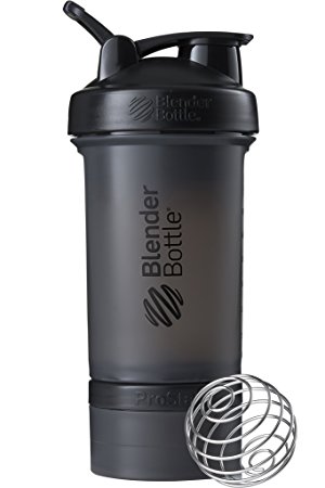 BlenderBottle ProStak System with 22-Ounce Bottle and Twist n' Lock Storage, All Black