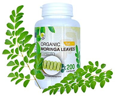 Organic Moringa Leaves Capsules Pure Leaves Powder 200 Capsules